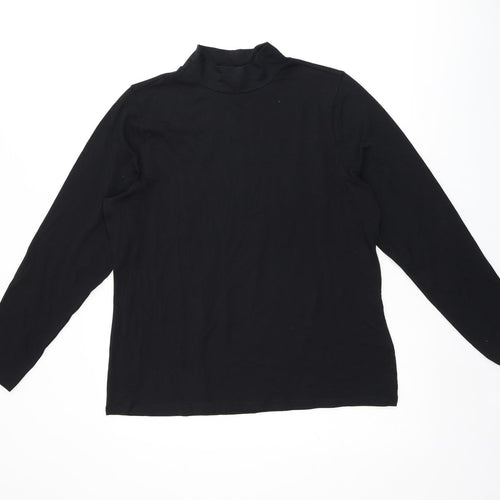 Marks and Spencer Womens Black Cotton Basic T-Shirt Size 18 High Neck