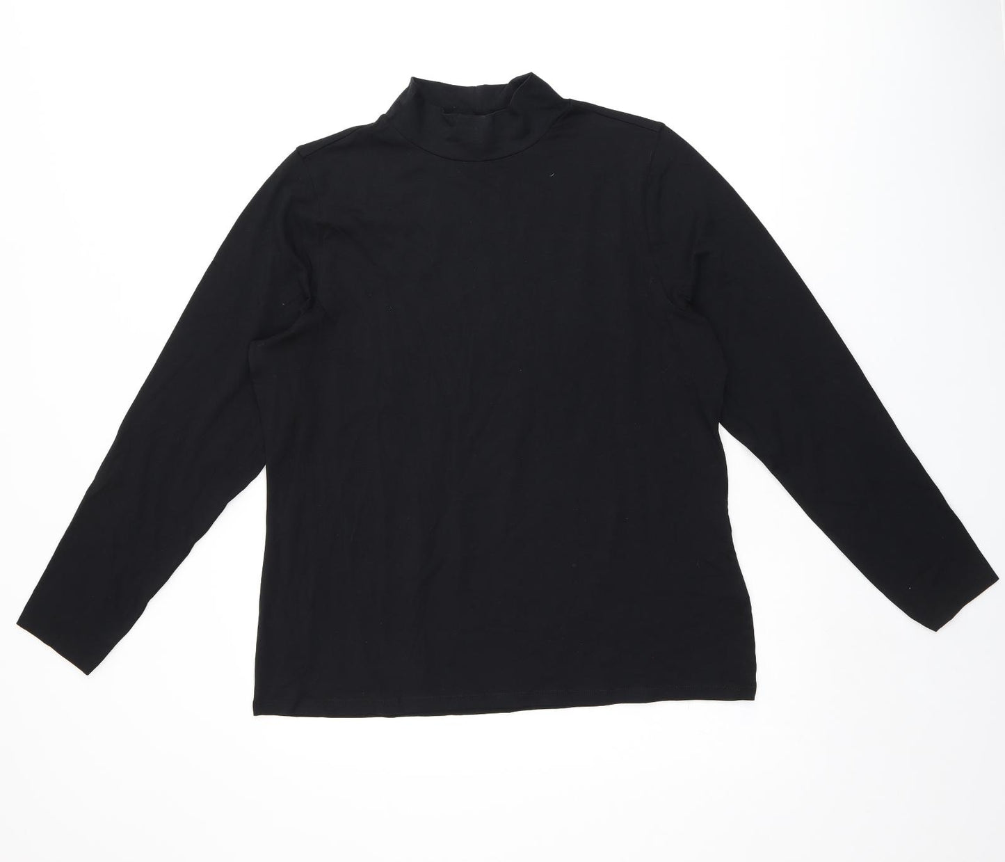 Marks and Spencer Womens Black Cotton Basic T-Shirt Size 18 High Neck