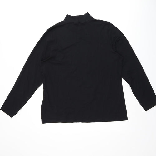 Marks and Spencer Womens Black Cotton Basic T-Shirt Size 18 High Neck