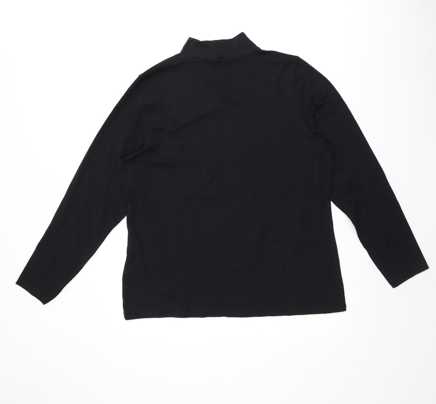 Marks and Spencer Womens Black Cotton Basic T-Shirt Size 18 High Neck