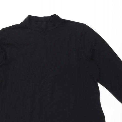 Marks and Spencer Womens Black Cotton Basic T-Shirt Size 18 High Neck
