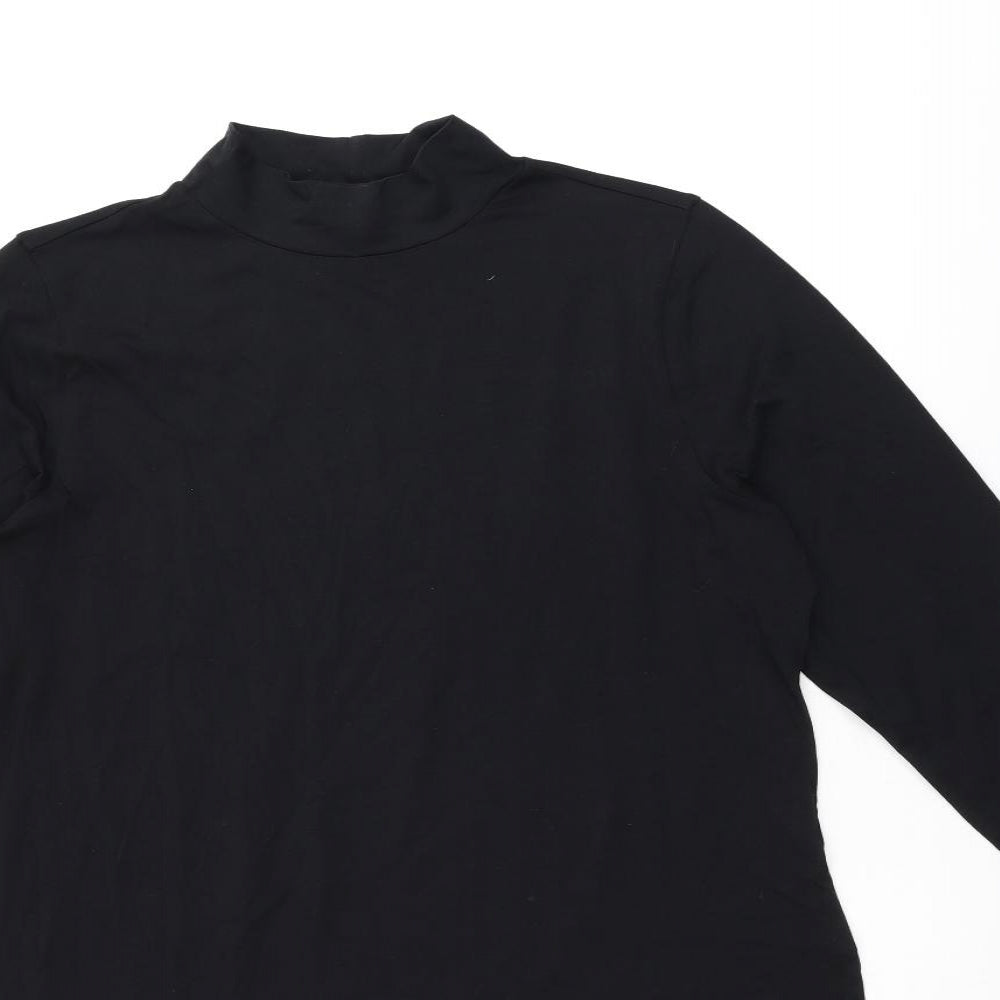 Marks and Spencer Womens Black Cotton Basic T-Shirt Size 18 High Neck