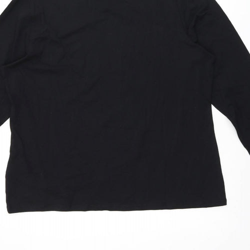 Marks and Spencer Womens Black Cotton Basic T-Shirt Size 18 High Neck