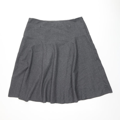 Laura Ashley Womens Grey Polyester Swing Skirt Size 18 Zip