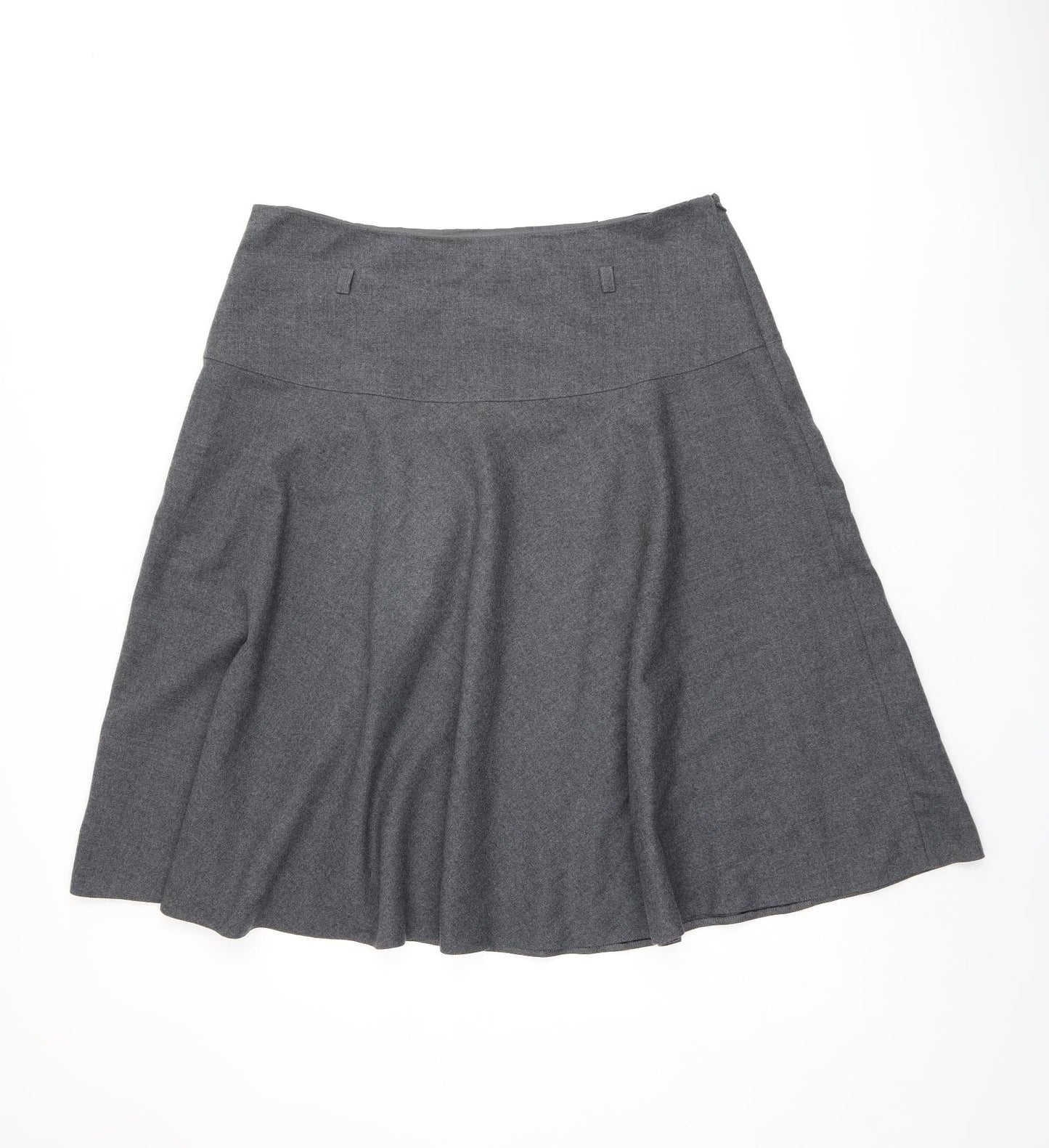 Laura Ashley Womens Grey Polyester Swing Skirt Size 18 Zip