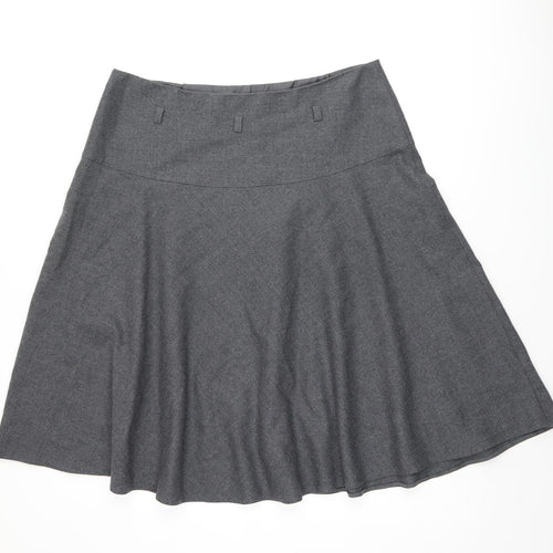 Laura Ashley Womens Grey Polyester Swing Skirt Size 18 Zip