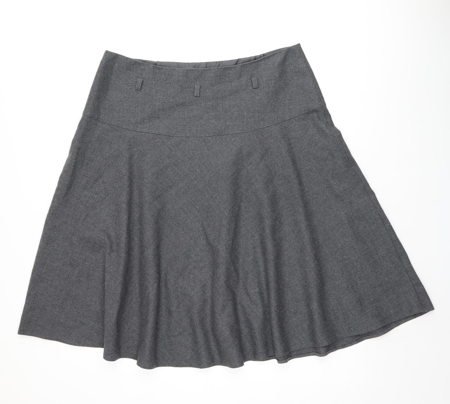 Laura Ashley Womens Grey Polyester Swing Skirt Size 18 Zip