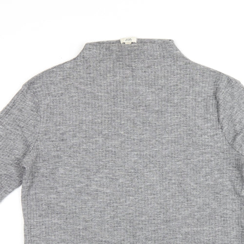 River Island Womens Grey Polyester Basic T-Shirt Size 12 High Neck - Ribbed Fabric