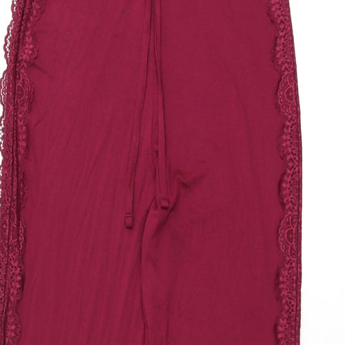 Marks and Spencer Womens Red Viscose Bloomer Trousers Size S L27 in Regular Drawstring - Lace Details