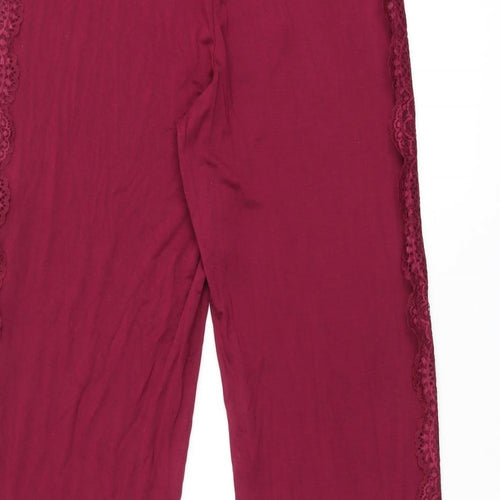 Marks and Spencer Womens Red Viscose Bloomer Trousers Size S L27 in Regular Drawstring - Lace Details