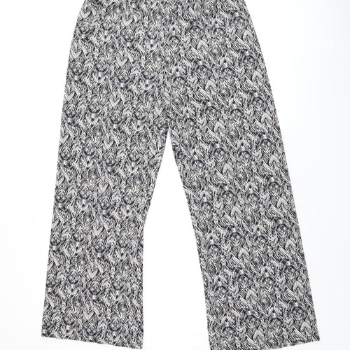 Bonmarché Womens Grey Geometric Polyester Cropped Trousers Size 16 L28 in Regular