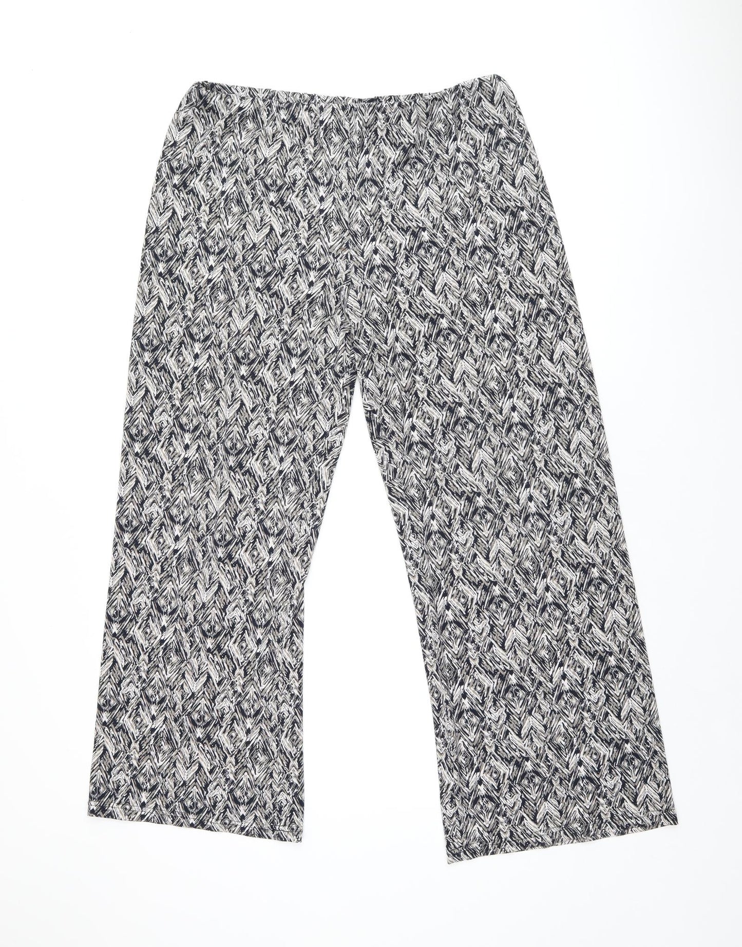 Bonmarché Womens Grey Geometric Polyester Cropped Trousers Size 16 L28 in Regular
