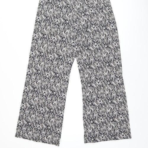 Bonmarché Womens Grey Geometric Polyester Cropped Trousers Size 16 L28 in Regular