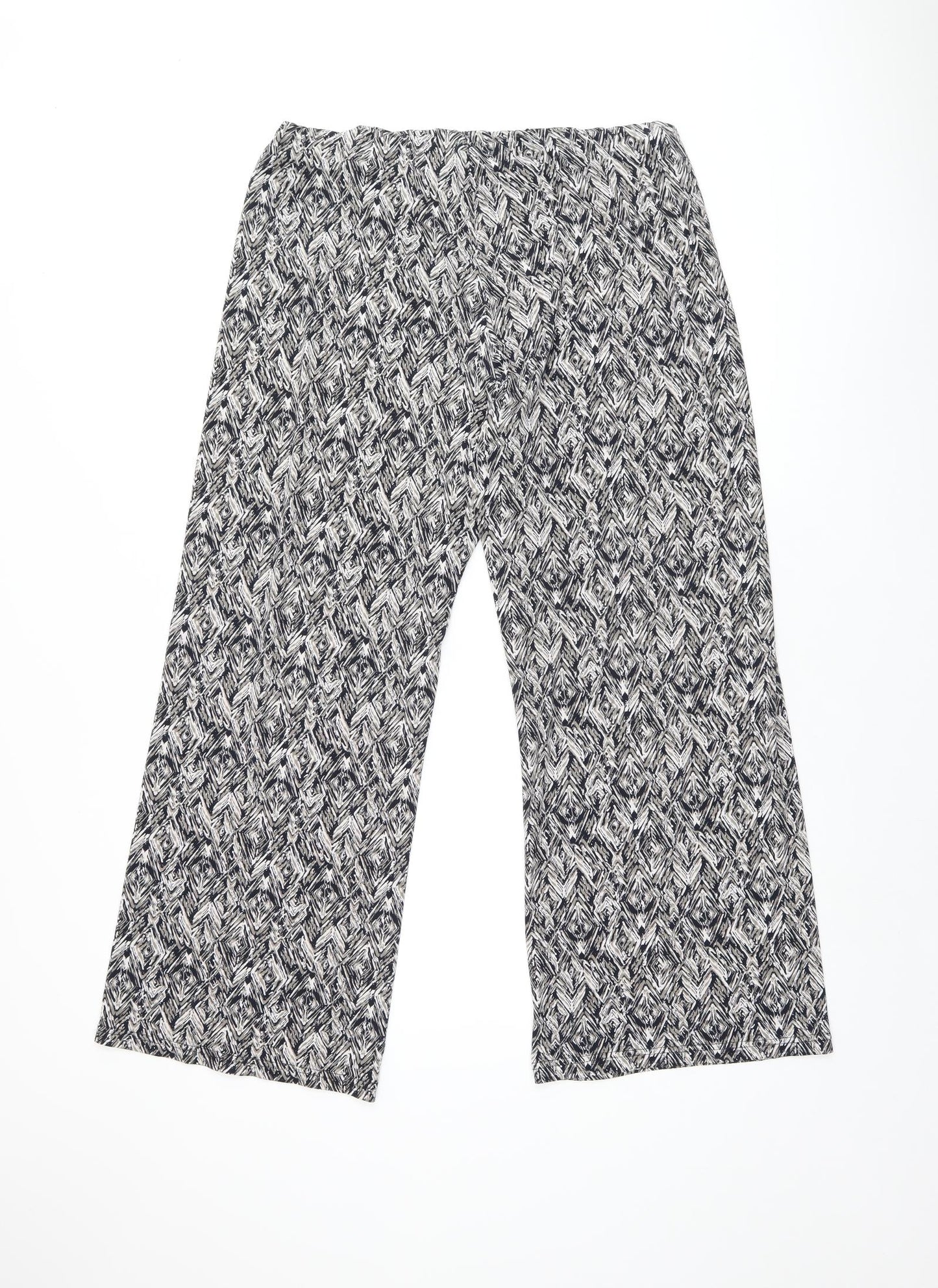 Bonmarché Womens Grey Geometric Polyester Cropped Trousers Size 16 L28 in Regular
