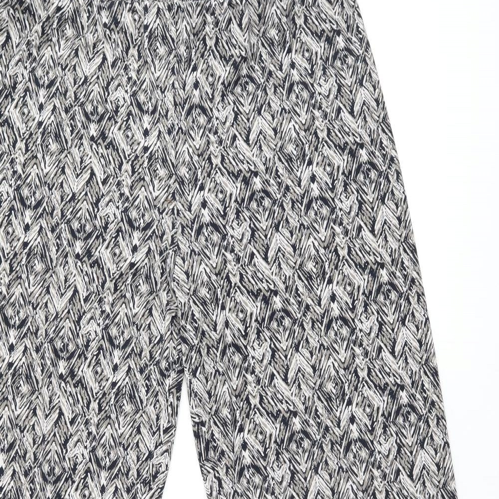 Bonmarché Womens Grey Geometric Polyester Cropped Trousers Size 16 L28 in Regular