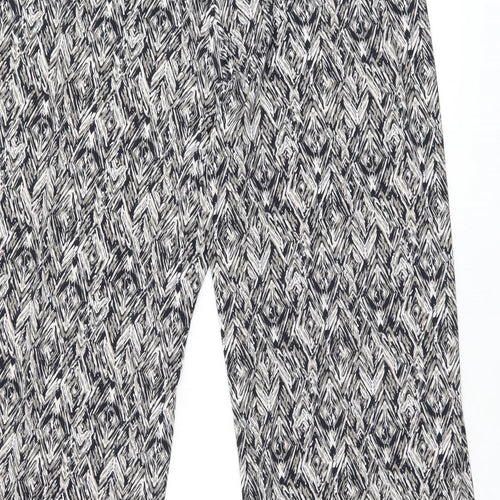 Bonmarché Womens Grey Geometric Polyester Cropped Trousers Size 16 L28 in Regular