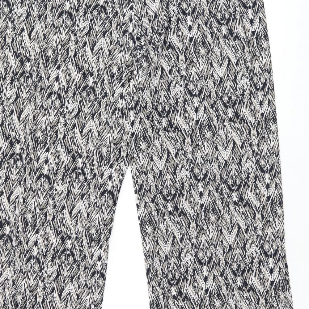 Bonmarché Womens Grey Geometric Polyester Cropped Trousers Size 16 L28 in Regular