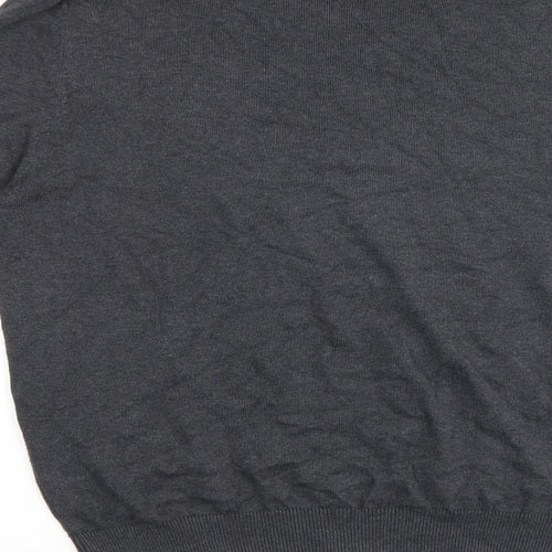 Ben Sherman Mens Grey V-Neck Cotton Pullover Jumper Size L Long Sleeve