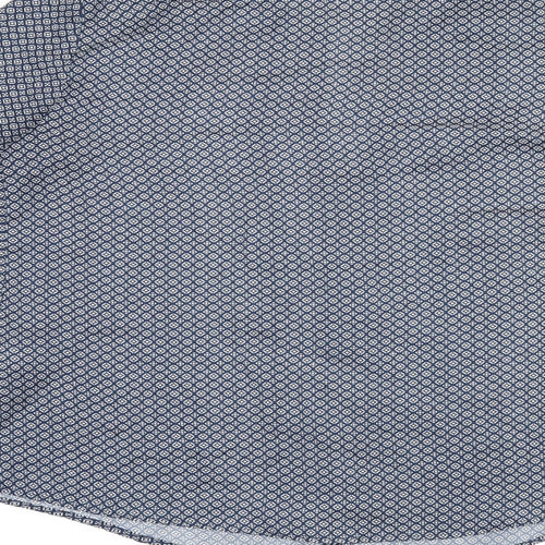 Zara Womens Blue Geometric Polyester Basic Button-Up Size M V-Neck
