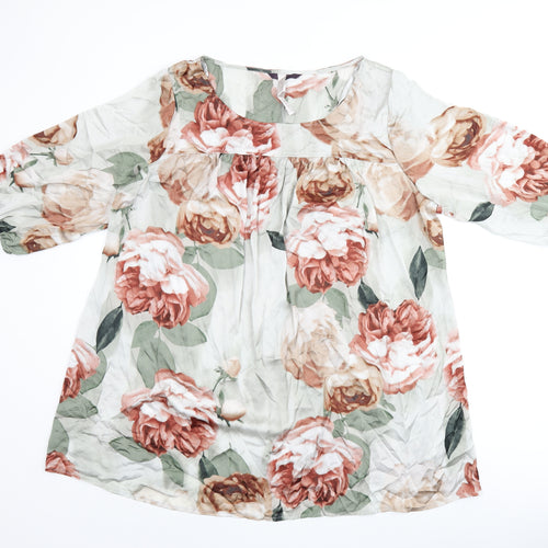 E Collection Womens Multicoloured Floral Polyester Basic Blouse Size 22 Scoop Neck