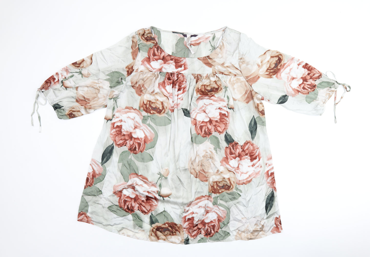E Collection Womens Multicoloured Floral Polyester Basic Blouse Size 22 Scoop Neck