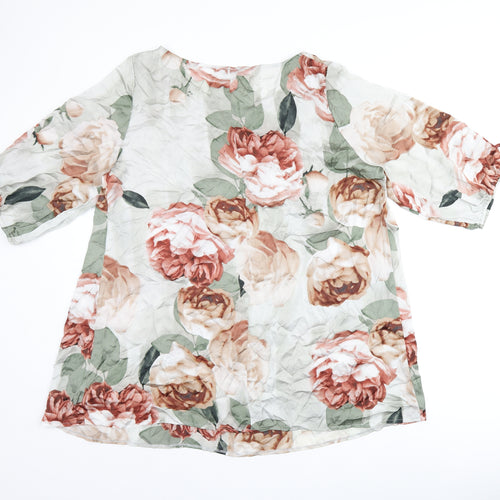 E Collection Womens Multicoloured Floral Polyester Basic Blouse Size 22 Scoop Neck