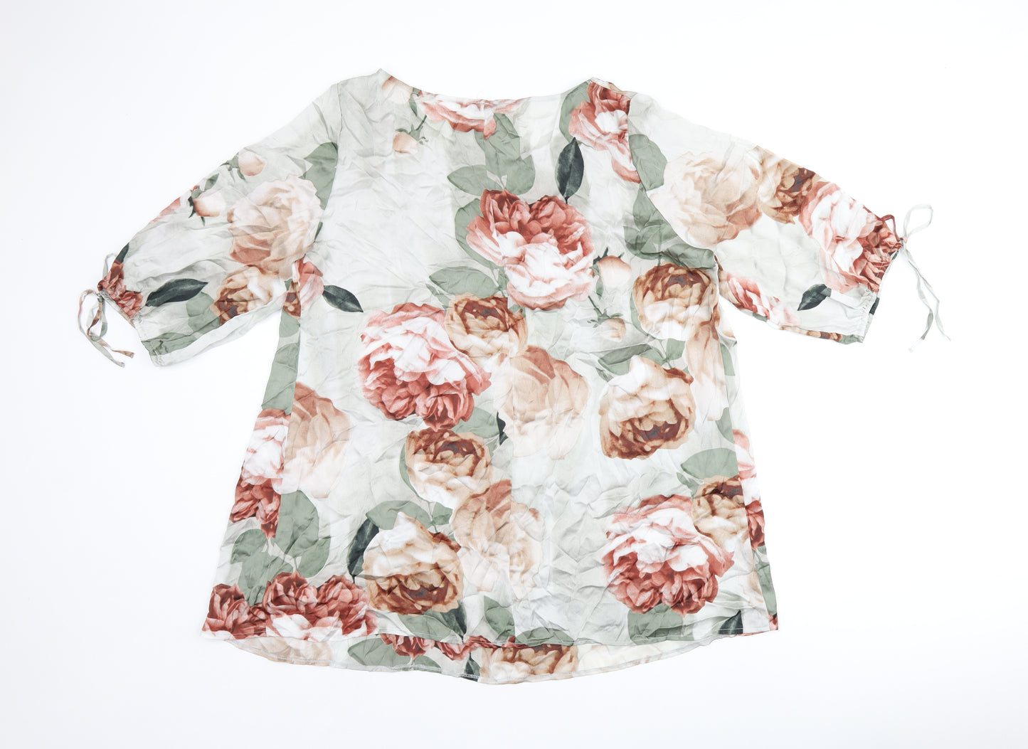 E Collection Womens Multicoloured Floral Polyester Basic Blouse Size 22 Scoop Neck