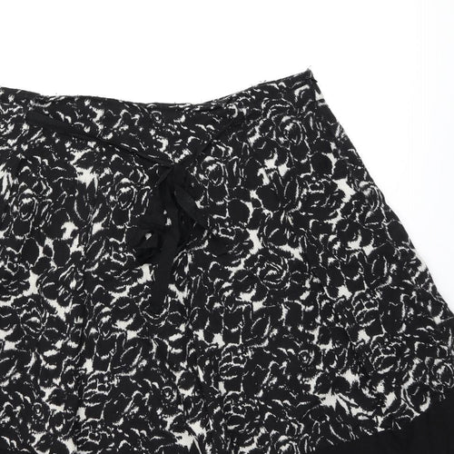 Hobbs Womens Black Floral Wool Swing Skirt Size 18 Zip - Belted