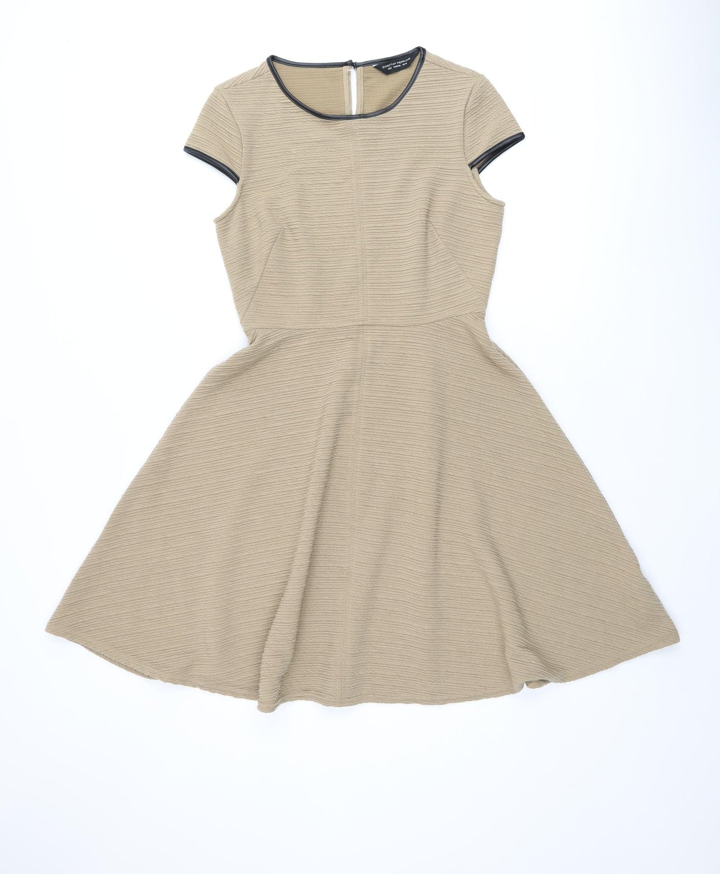 Dorothy Perkins Womens Beige Polyester Skater Dress Size 10 Round Neck Pullover