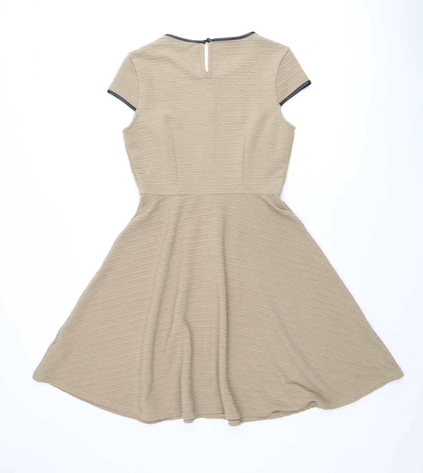Dorothy Perkins Womens Beige Polyester Skater Dress Size 10 Round Neck Pullover