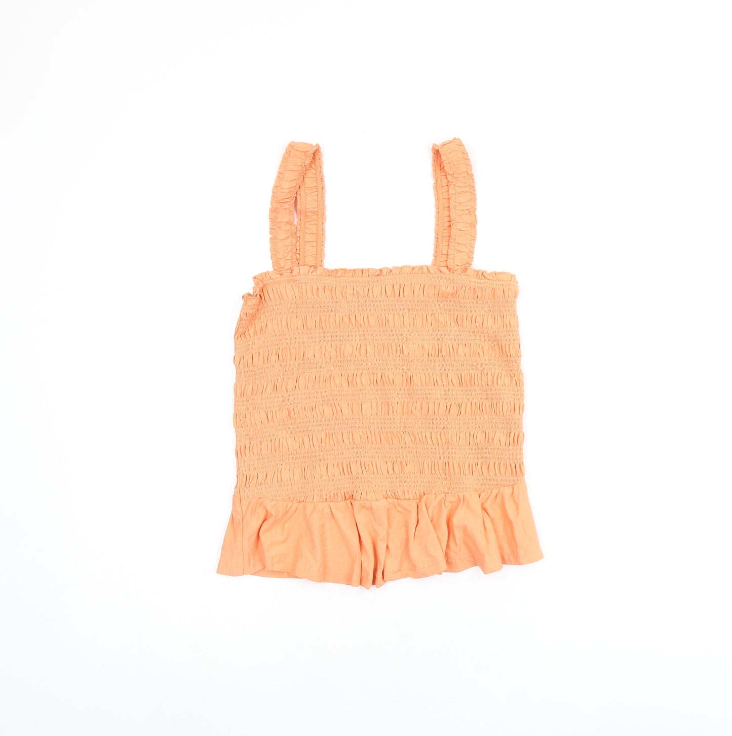 New Look Womens Orange Cotton Cropped Tank Size 12 Square Neck - Shirred