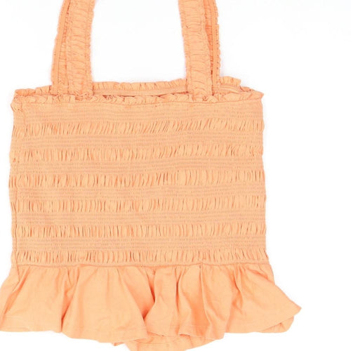 New Look Womens Orange Cotton Cropped Tank Size 12 Square Neck - Shirred