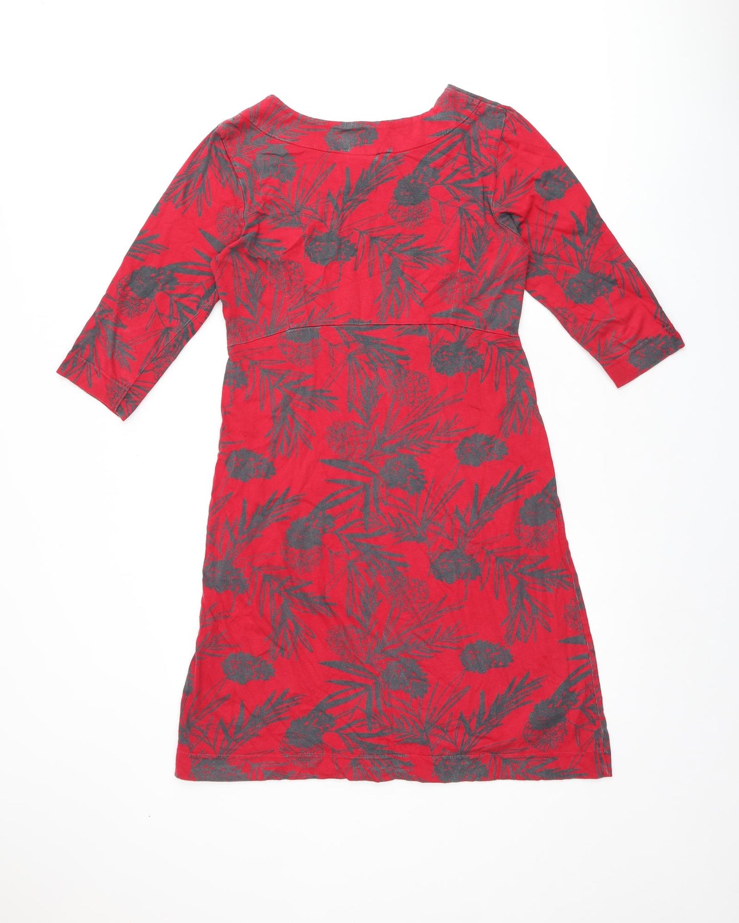 Weird Fish Womens Red Geometric Cotton A-Line Size 8 Boat Neck Pullover