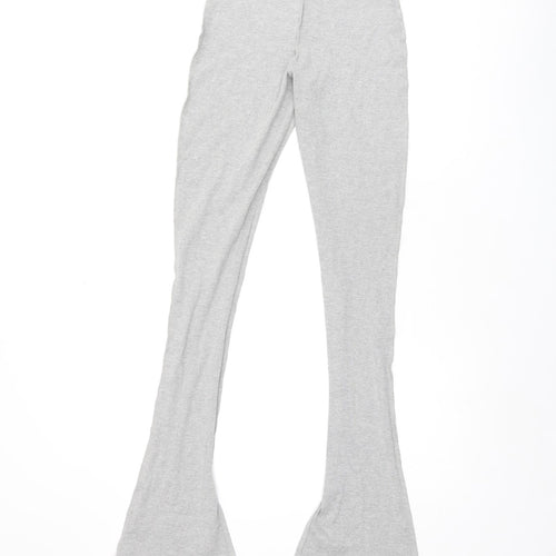 PRETTYLITTLETHING Womens Grey Polyester Trousers Size 4 L33.5 in Regular