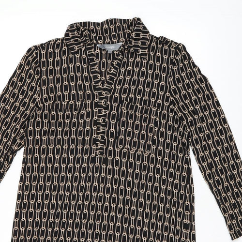 Principles Womens Black Geometric Polyester Shift Size 12 Collared Pullover - Chain detail
