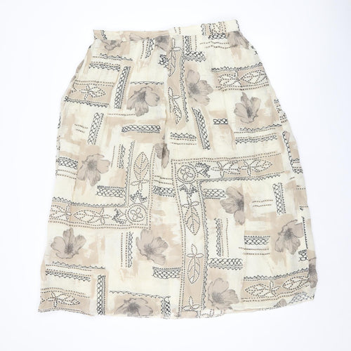 Your 6th Sense Womens Beige Floral Viscose Swing Skirt Size 18