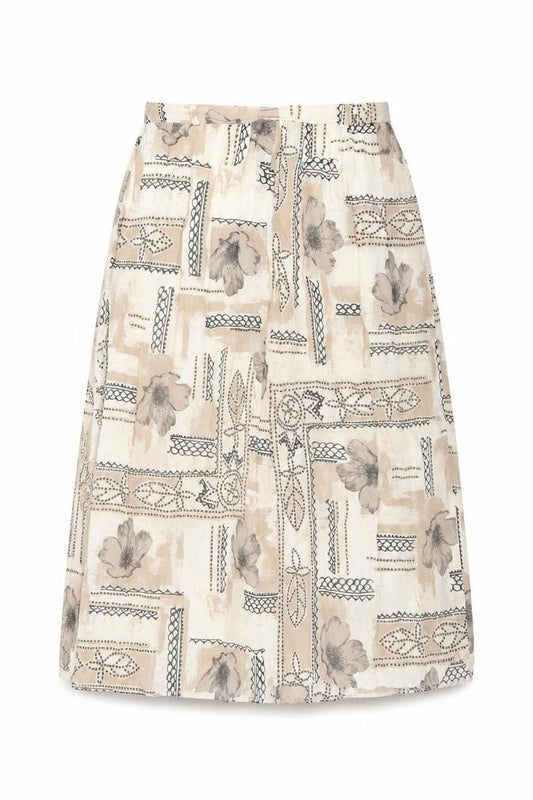 Front view of Your 6th Sense women’s beige floral viscose swing skirt, size UK 18