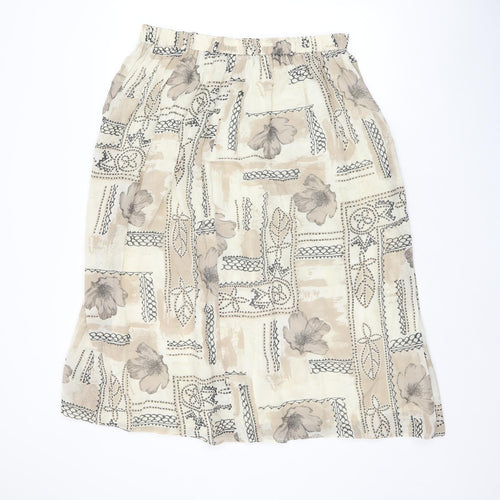Your 6th Sense Womens Beige Floral Viscose Swing Skirt Size 18