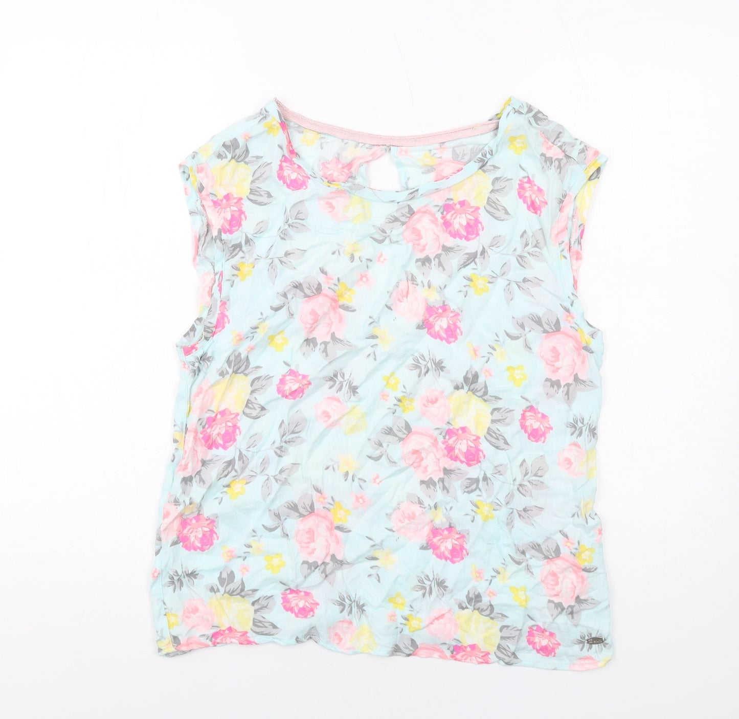 TOM TAILOR Womens Multicoloured Floral Viscose Basic Tank Size S Round Neck