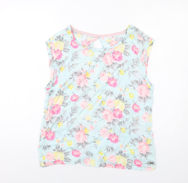 TOM TAILOR Womens Multicoloured Floral Viscose Basic Tank Size S Round Neck