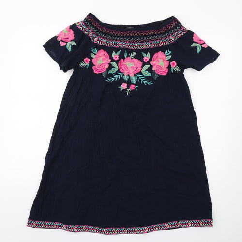 Accessorize Womens Blue Cotton A-Line Size S Off the Shoulder Pullover
