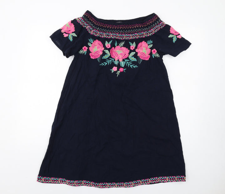 Accessorize Womens Blue Cotton A-Line Size S Off the Shoulder Pullover