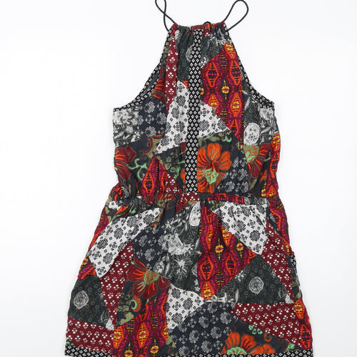 NEXT Womens Multicoloured Geometric Viscose A-Line Size 10 Round Neck Pullover