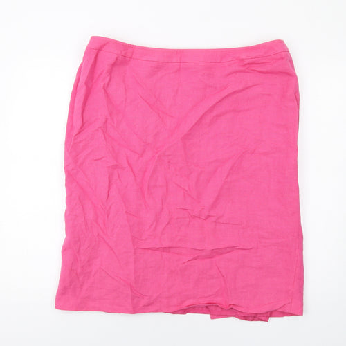 Ann Harvey Womens Pink Linen A-Line Skirt Size 18 Zip