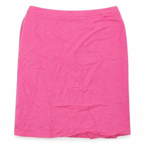 Ann Harvey Womens Pink Linen A-Line Skirt Size 18 Zip