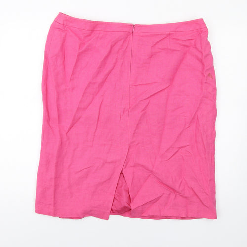 Ann Harvey Womens Pink Linen A-Line Skirt Size 18 Zip