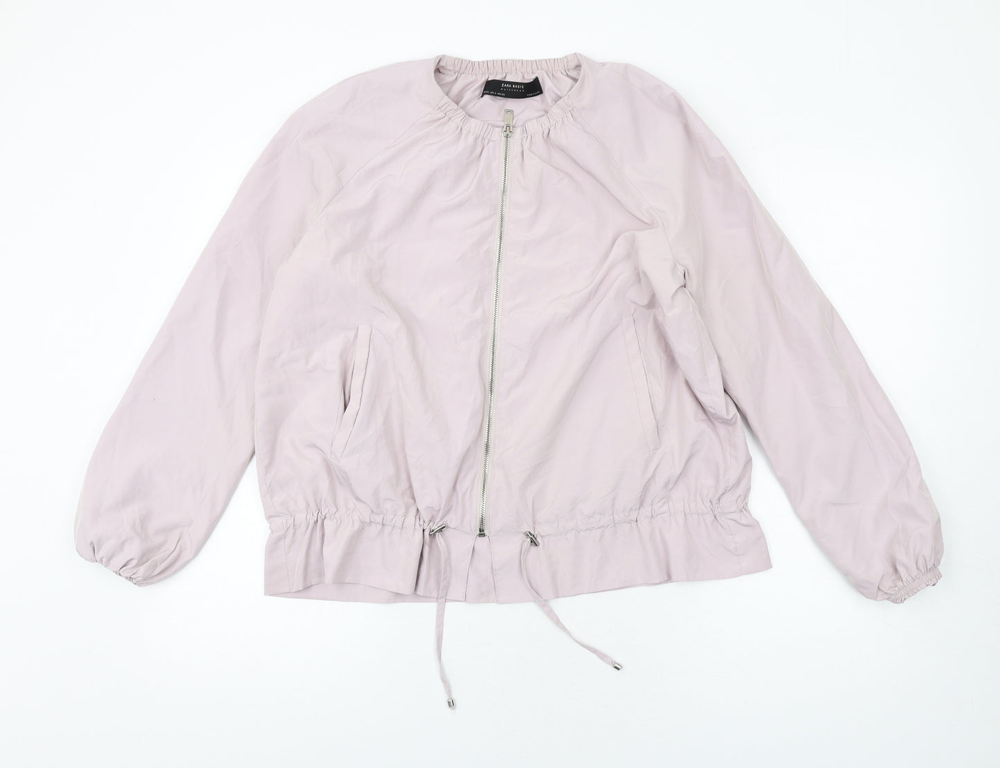Zara Womens Purple Bomber Jacket Coat Size S Zip - Peplum