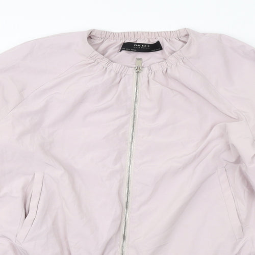 Zara Womens Purple Bomber Jacket Coat Size S Zip - Peplum
