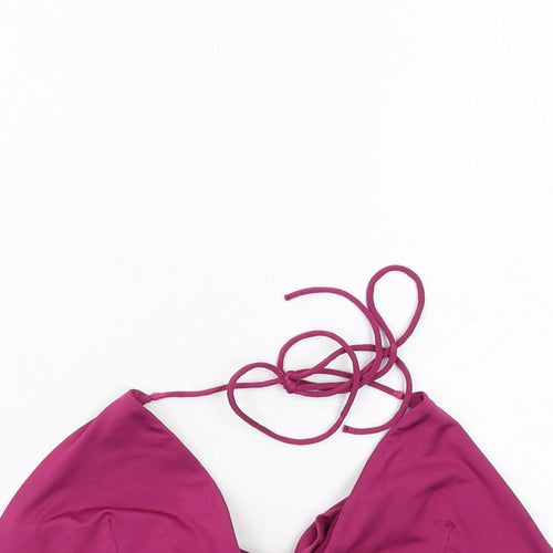 Oh Polly Womens Purple Polyester Basic T-Shirt Size 6 V-Neck