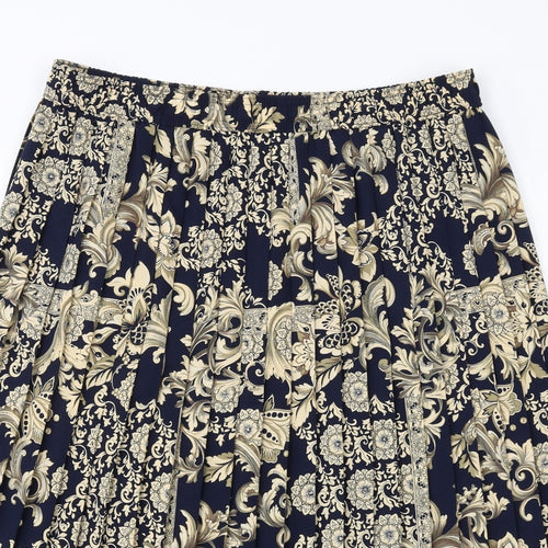 St Michael Womens Blue Geometric Polyester Pleated Skirt Size 20